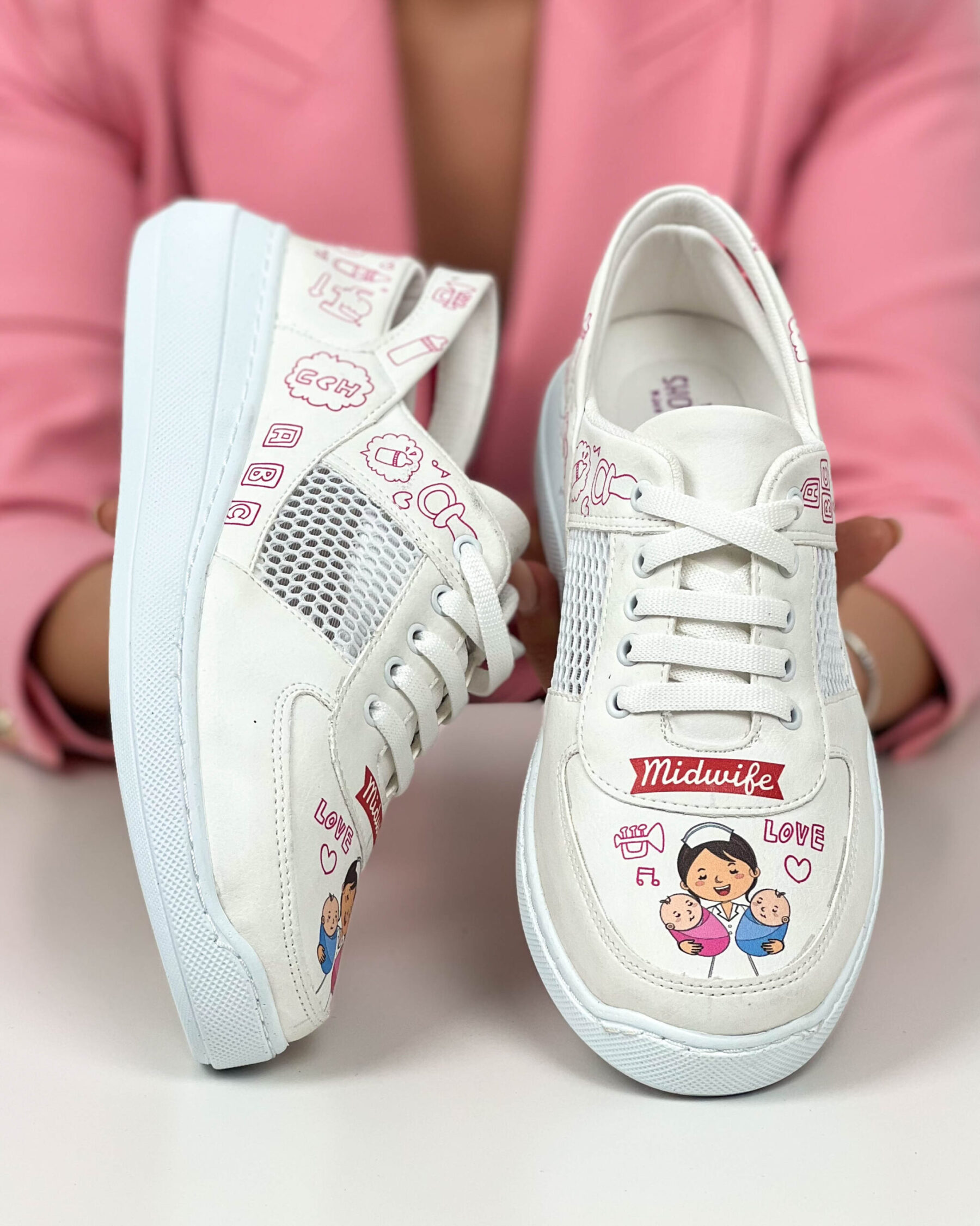 Pantofi de lucru pentru femei Pink Midwife 600019 Adidași de lucru 18