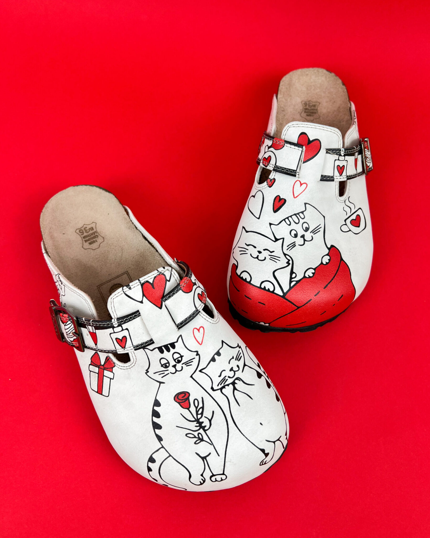 Papuci ortopedici de dama cu brant din piele naturala Red Cats 700076 Saboti ortopedici 18