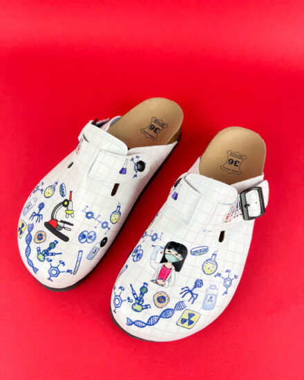 Papuci dama cu branț din piele naturală Saboti ortopedici Medicali