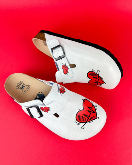 Papuci dama cu branț din piele naturală Saboti ortopedici Medicali