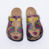Papuci dama cu branț din piele întoarsă Saboți veseli Colorati