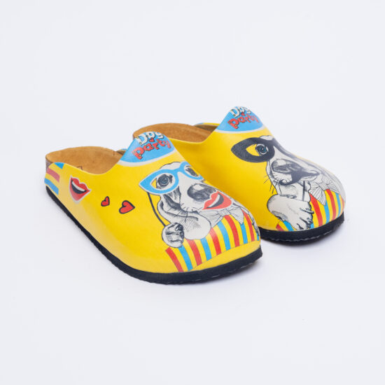 Papuci dama cu branț din piele întoarsă Saboți veseli Colorati 2 Papuci dama cu branț din piele întoarsă Saboți veseli Colorati 2