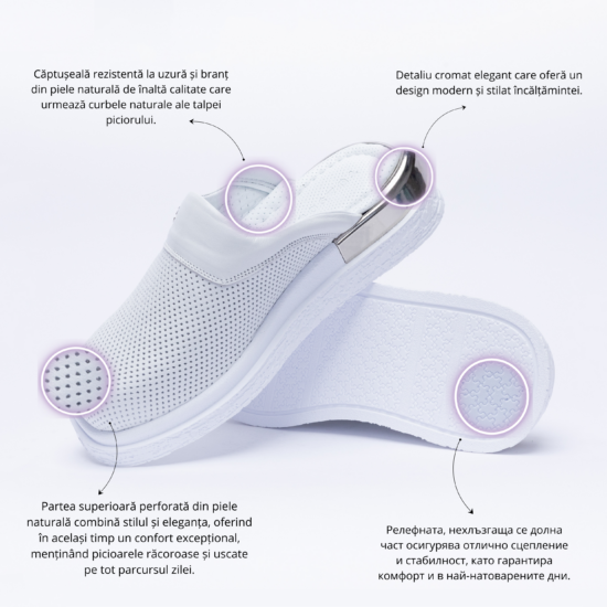 Saboți dama cu platformă din piele naturală Saboți medicali de damă cu platformă Culoare uni 8 Saboți dama cu platformă din piele naturală Saboți medicali de damă cu platformă Culoare uni 8