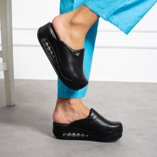 Saboți dama cu platformă din piele naturală Saboti cu platformă Culoare uni Saboți dama cu platformă din piele naturală Saboti cu platformă Culoare uni