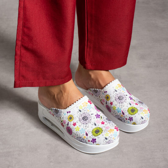 Saboți dama cu platformă din piele naturală Saboti cu platformă Colorati