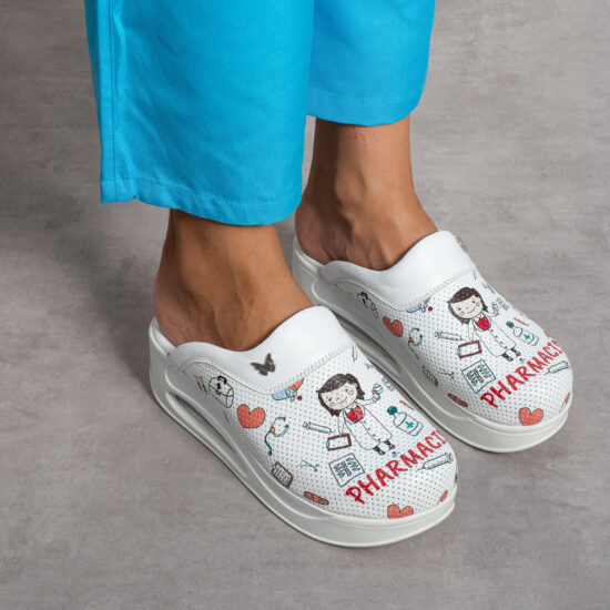 Saboți dama cu platformă din piele naturală Saboti cu platformă Farmacie