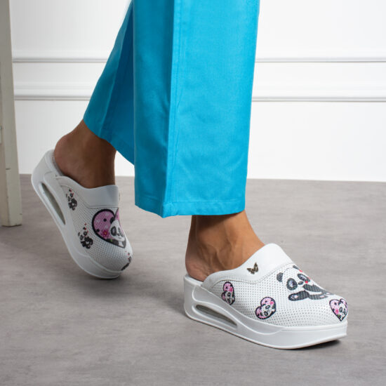 Saboți dama cu platformă din piele naturală Saboti cu platformă Colorati