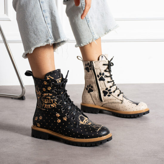 Bocanci moderni de damă din piele naturală, cu design colorat Bocanci damă 2