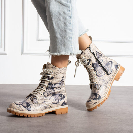 Bocanci moderni de damă din piele naturală, cu design colorat Bocanci damă 2