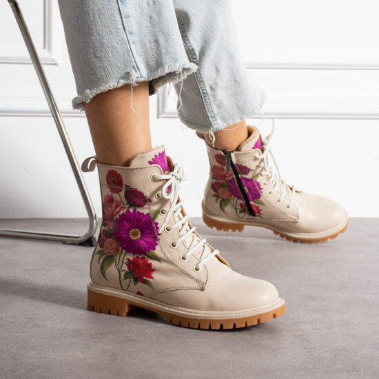 Bocanci moderni de damă din piele naturală, cu design colorat Bocanci damă 2