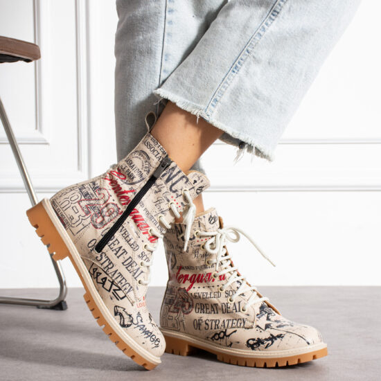 Bocanci moderni de damă din piele naturală, cu design colorat Bocanci damă 2