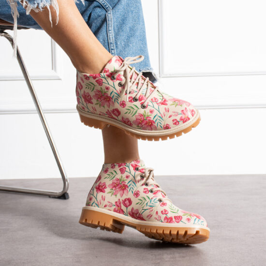 Bocanci moderni de damă din piele naturală, cu design colorat Bocanci damă 2