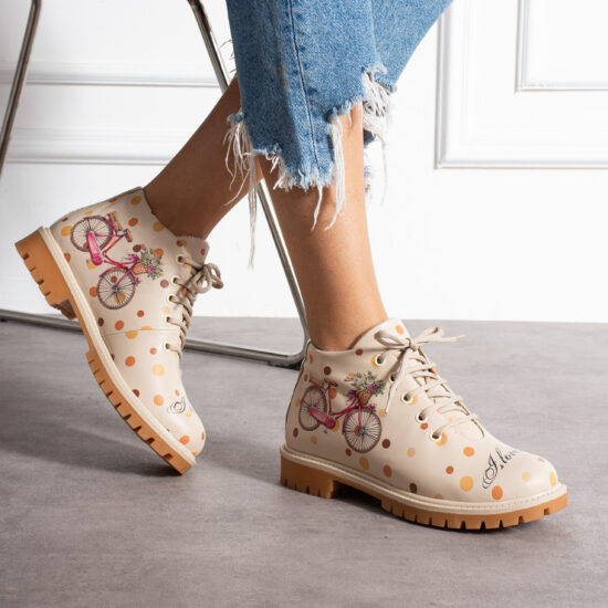 Bocanci moderni de damă din piele naturală, cu design colorat Bocanci damă 2