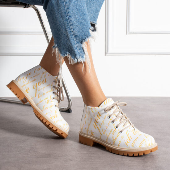 Bocanci moderni de damă din piele naturală, cu design colorat Bocanci damă 2