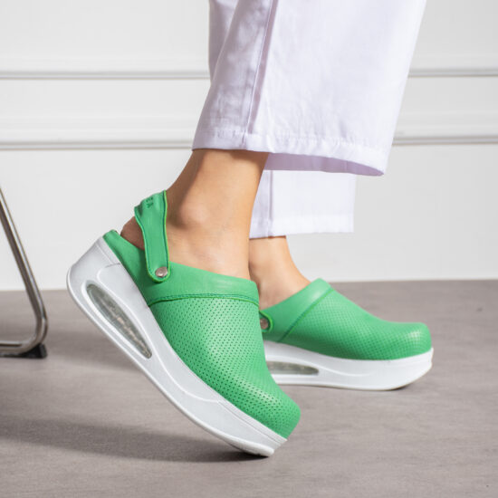 Sabot medical din piele pe platformă cu bareta Saboti cu platformă Culoare uni