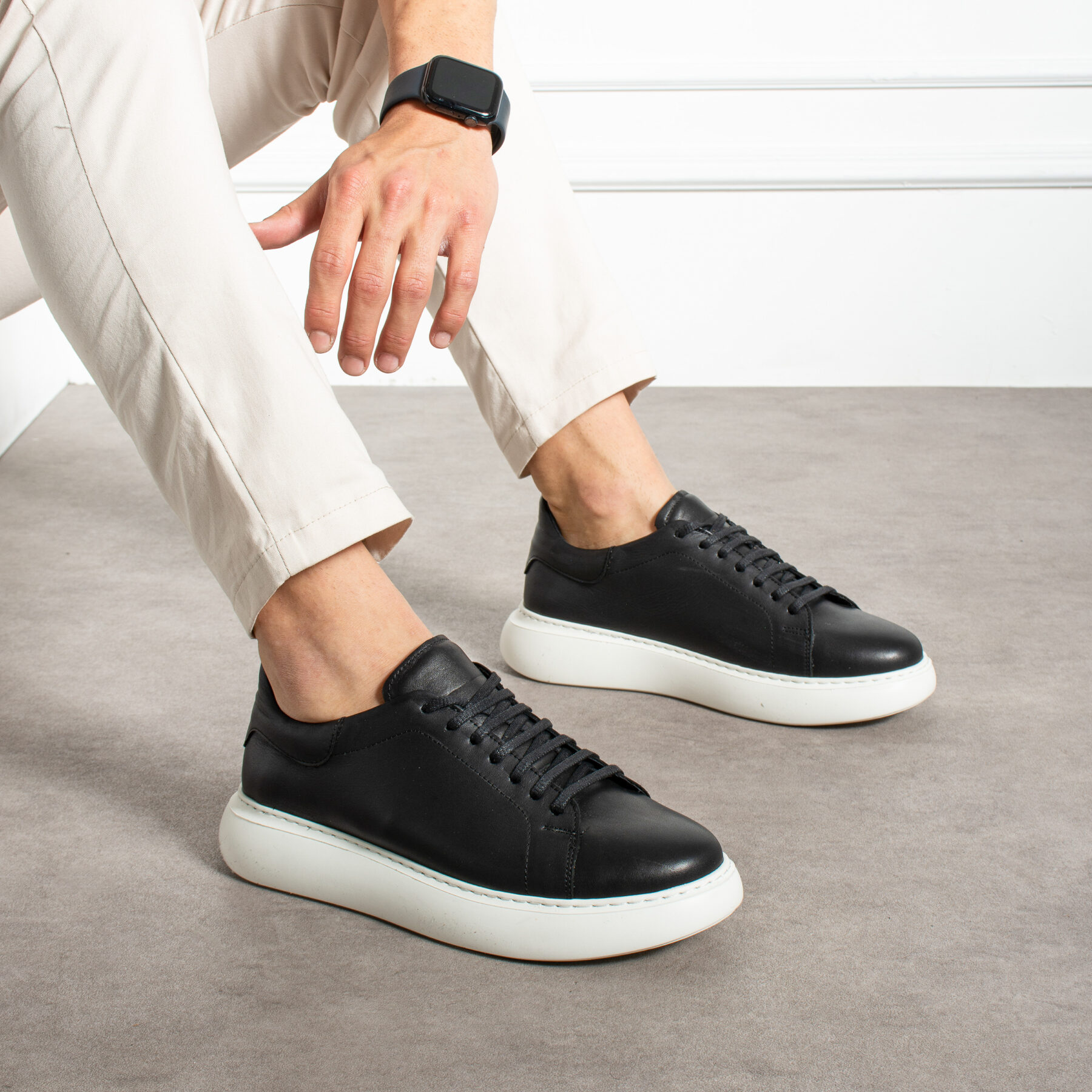Pantofi casual bărbătești negri din piele naturală Pantofi bărbați casual piele 17