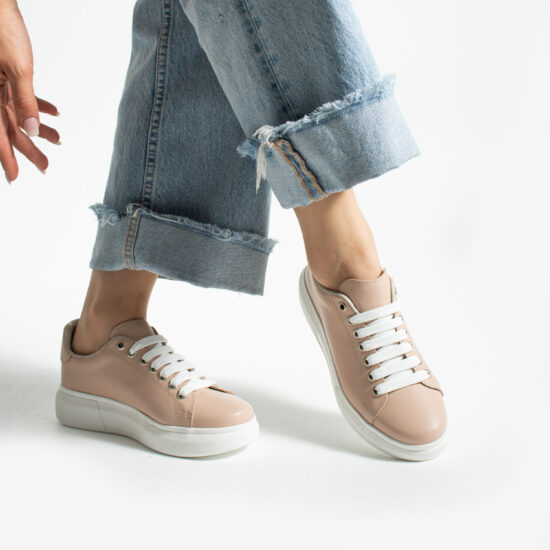 Pantofi sport nude de damă ușori din piele naturală Adidași colorați 2