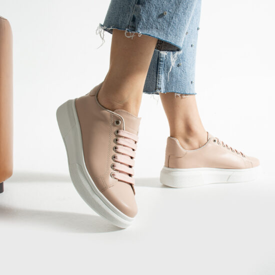 Pantofi sport nude de damă ușori din piele naturală Adidași colorați 2