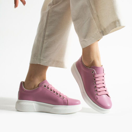 Pantofi sport roz intens de damă ușori din piele naturală Adidași colorați 12