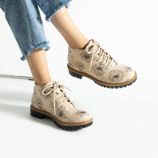 Bocanci moderni de damă din piele naturală cu design colorat Bocanci damă