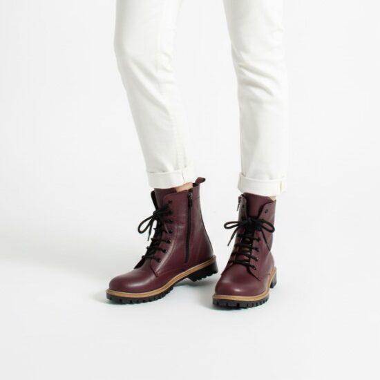 Bocanci damă bordo din piele naturală Bocanci damă