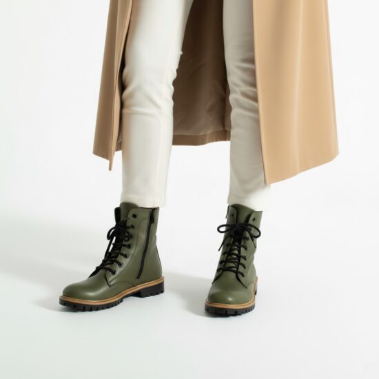 Bocanci damă verde închis din piele naturală Bocanci damă 2