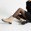 Bocanci damă bej din piele naturală cu design colorat Bocanci damă 5