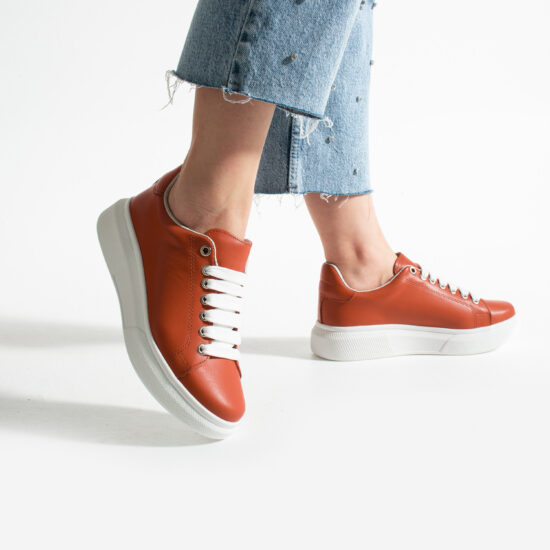 Pantofi sport roșii de damă ușori din piele naturală Adidași colorați 2