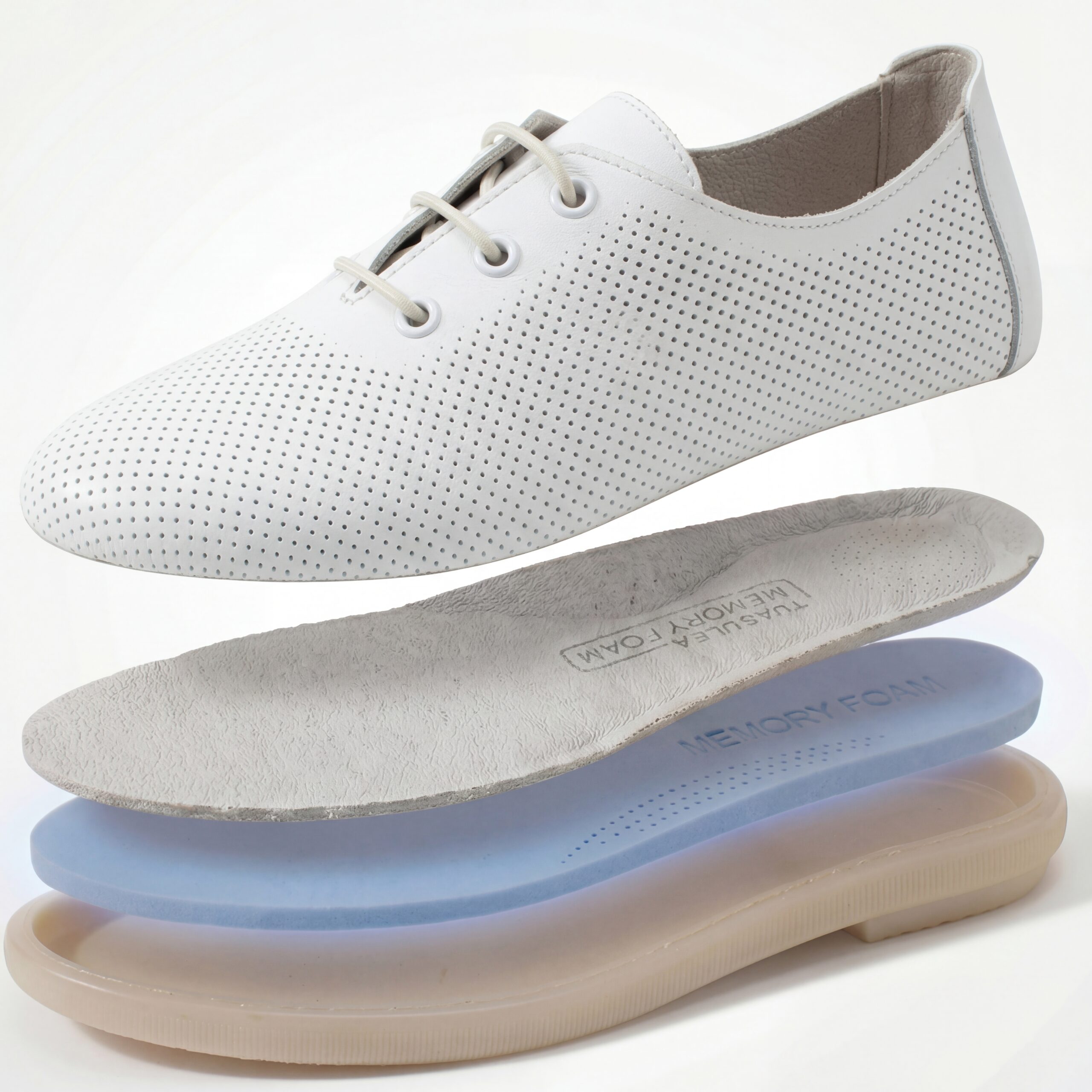 Pantofi casual albi pentru damă din piele naturală cu spumă de memorie Pantofi casual 17 Pantofi casual albi pentru damă din piele naturală cu spumă de memorie Pantofi casual 17