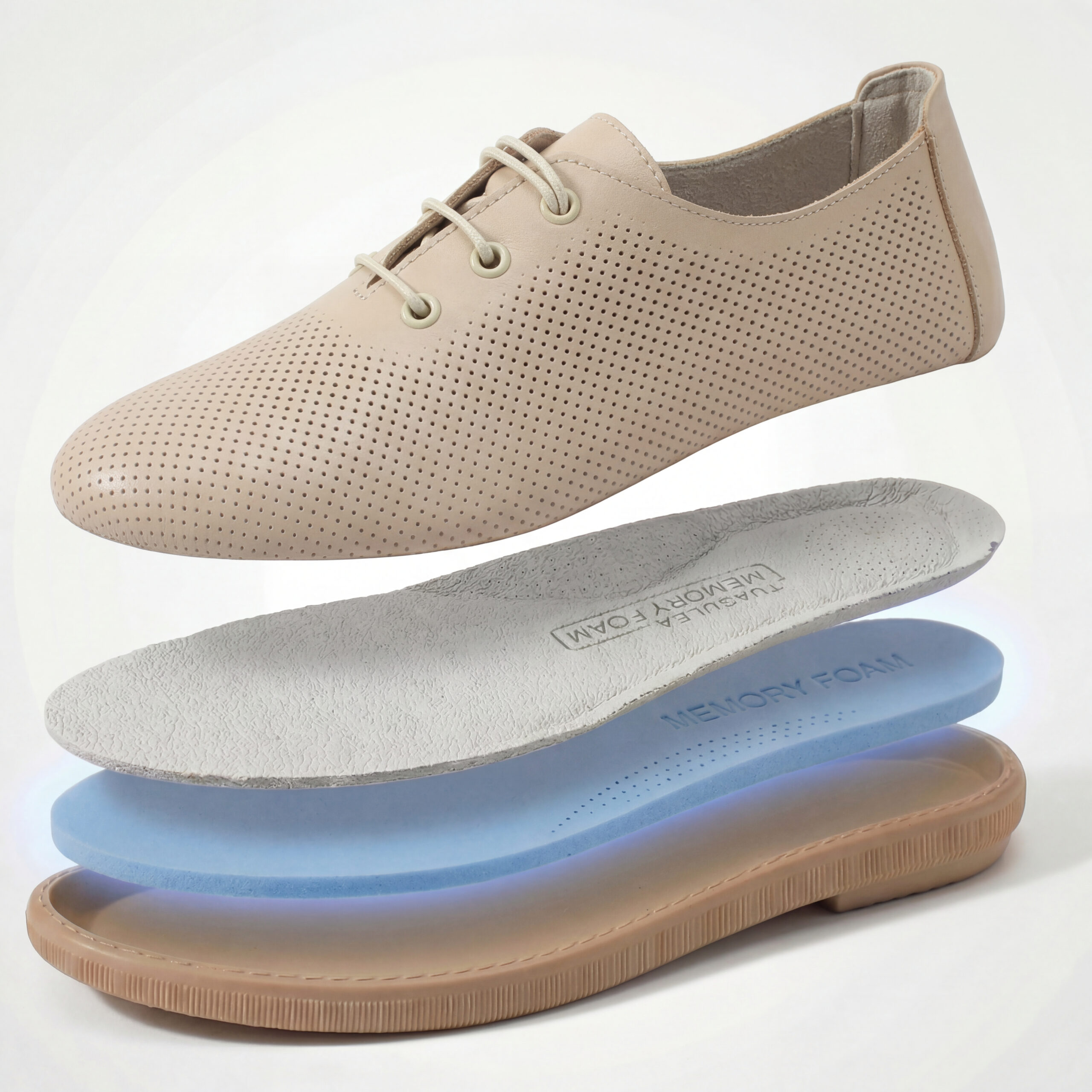 Pantofi casual bej pentru damă din piele naturală cu spumă de memorie Pantofi casual 17 Pantofi casual bej pentru damă din piele naturală cu spumă de memorie Pantofi casual 17