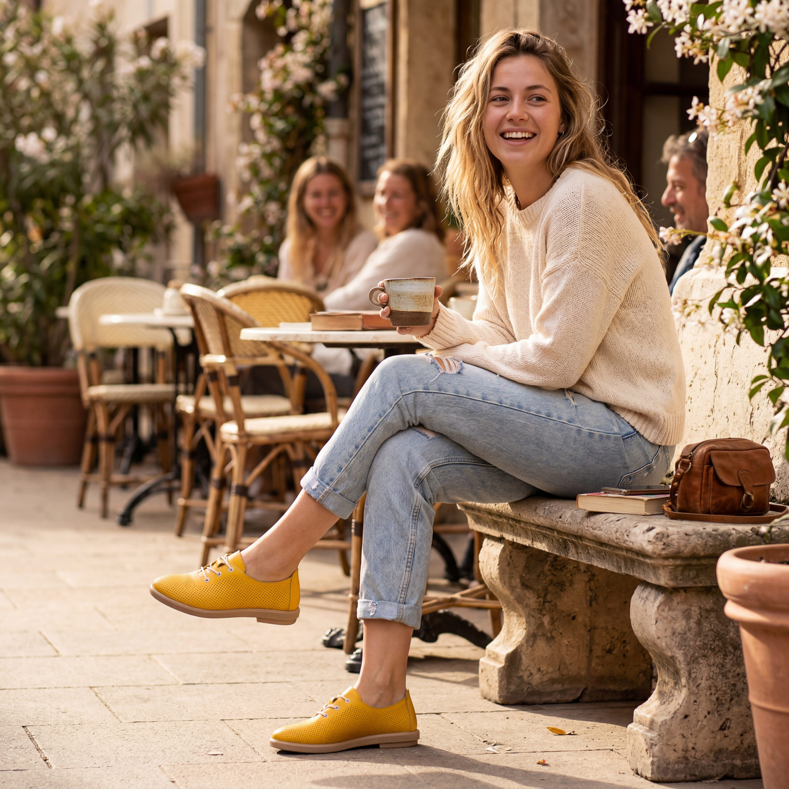 Pantofi casual galbeni pentru damă din piele naturală cu spumă de memorie Pantofi casual 12 Pantofi casual galbeni pentru damă din piele naturală cu spumă de memorie Pantofi casual 12