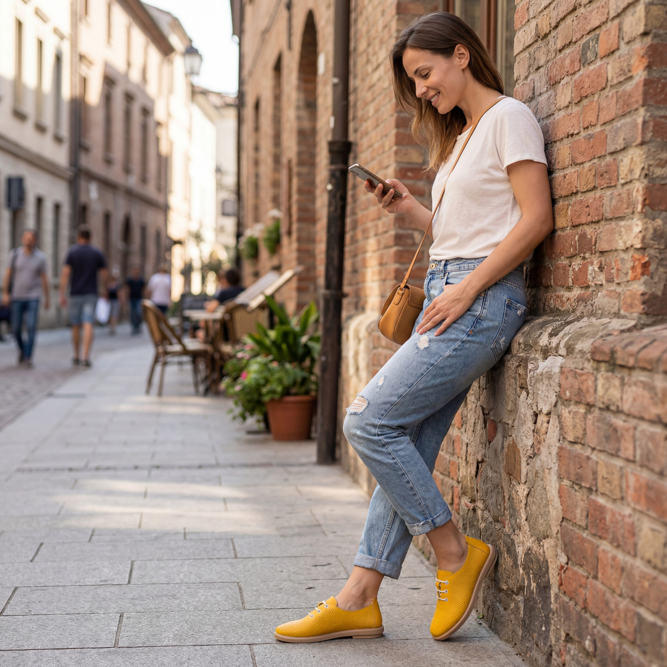 Pantofi casual galbeni pentru damă din piele naturală cu spumă de memorie Pantofi casual 17 Pantofi casual galbeni pentru damă din piele naturală cu spumă de memorie Pantofi casual 17