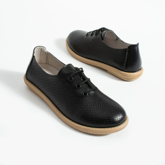 TS Memory Lite Pantofi casual negri pentru damă din piele naturală cu spumă de memorie - vedere laterală