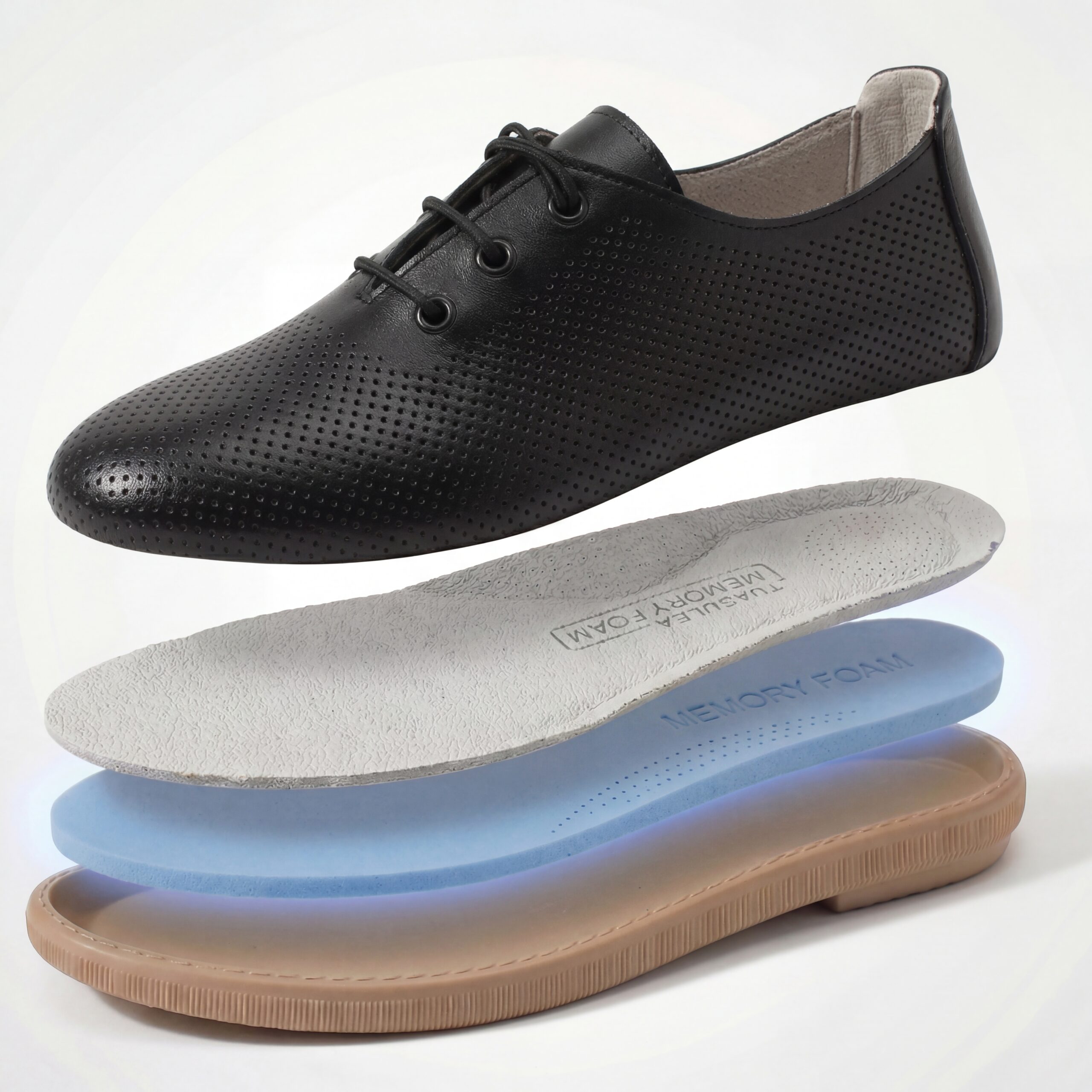 Pantofi casual negri pentru damă din piele naturală cu spumă de memorie Pantofi casual 17 Pantofi casual negri pentru damă din piele naturală cu spumă de memorie Pantofi casual 17