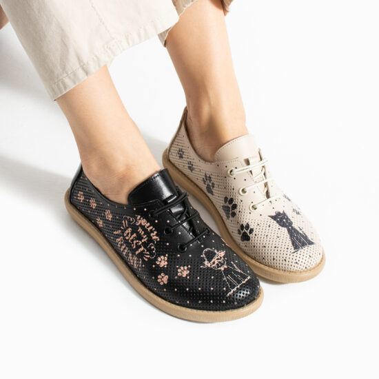 Pantofi casual bicolori pentru damă din piele naturală cu spumă de m Pantofi casual Pantofi casual bicolori pentru damă din piele naturală cu spumă de m Pantofi casual