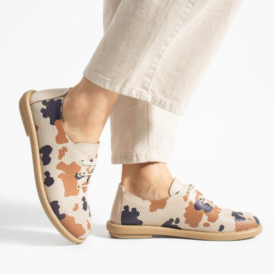 Pantofi casual cu imprimeu camuflaj din piele naturală cu spumă de memorie - Естествена кожа