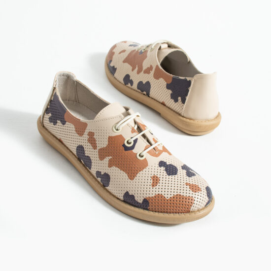 Pantofi casual cu imprimeu camuflaj din piele naturală cu spumă de memorie - vedere laterală