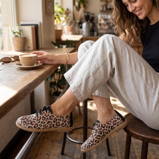 Pantofi casual eleganți din piele naturală cu model leopard și spumă de memorie Pantofi casual 2