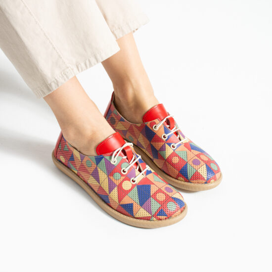 Pantofi casual cu imprimeu colorat din piele naturală cu spumă de memorie Pantofi casual
