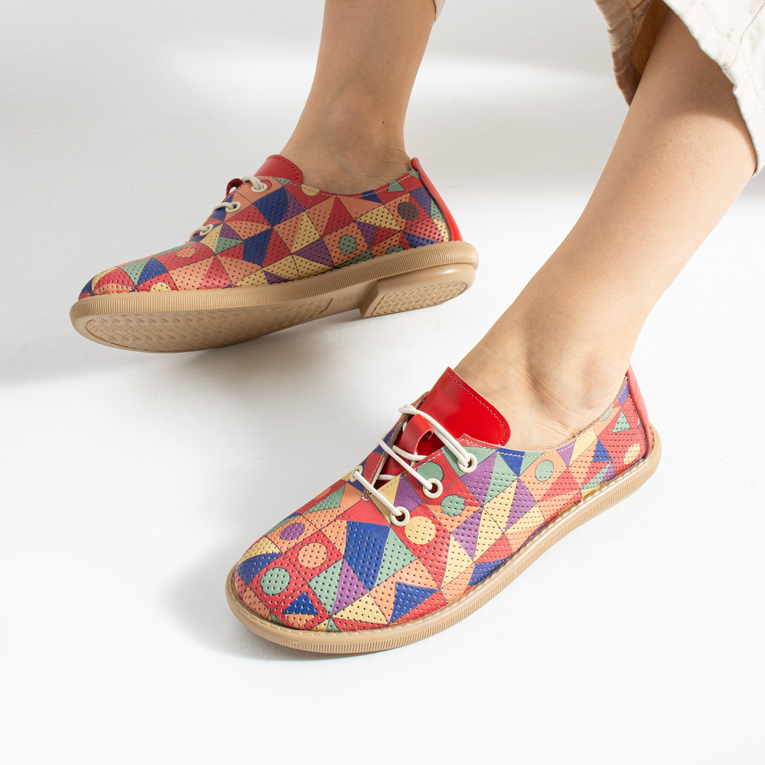 Pantofi casual cu imprimeu colorat din piele naturală cu spumă de memorie Pantofi casual 15 Pantofi casual cu imprimeu colorat din piele naturală cu spumă de memorie Pantofi casual 15