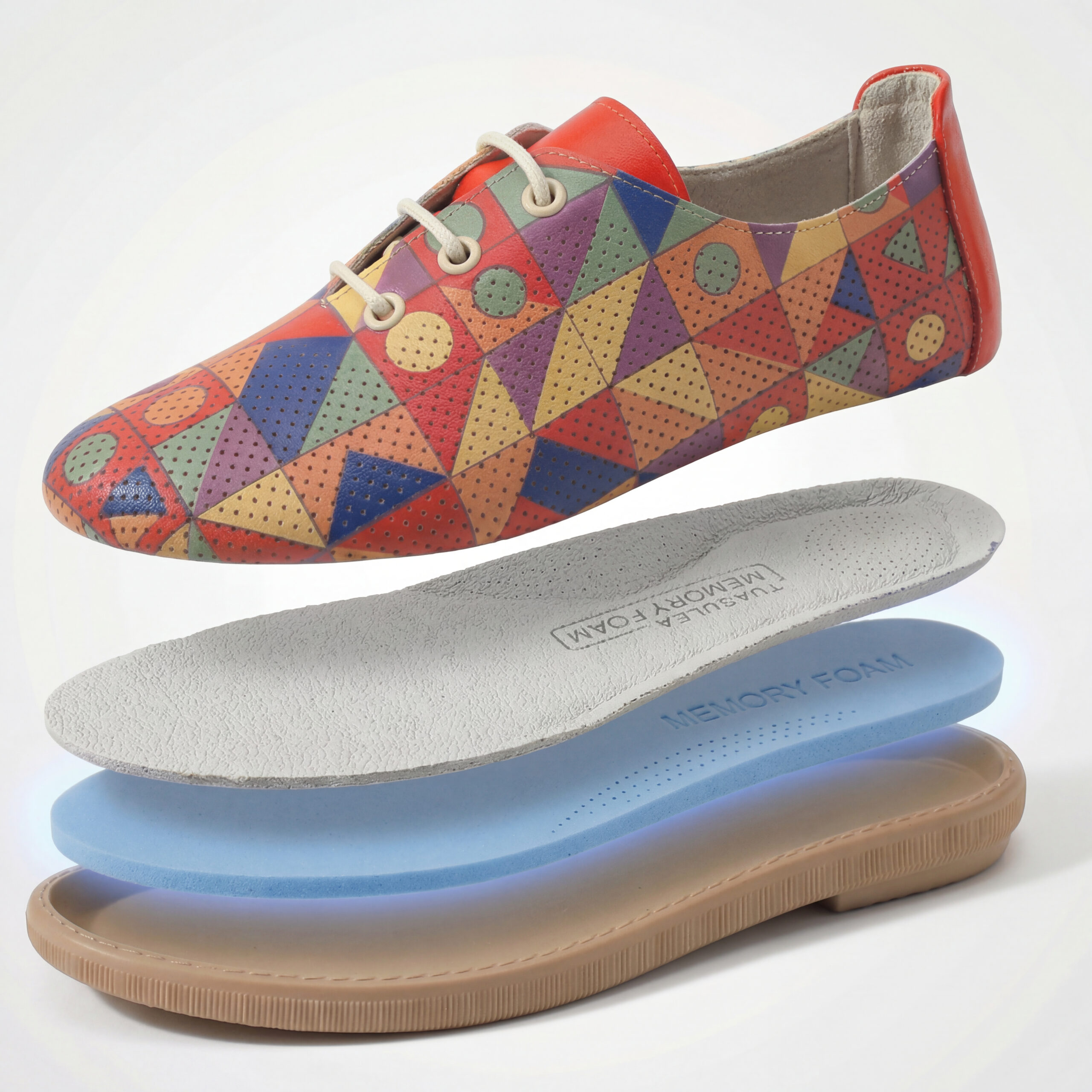 Pantofi casual cu imprimeu colorat din piele naturală cu spumă de memorie Pantofi casual 17 Pantofi casual cu imprimeu colorat din piele naturală cu spumă de memorie Pantofi casual 17