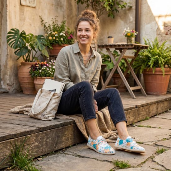 Pantofi casual pentru damă din piele naturală cu spumă de memorie – imprimeu col Pantofi casual 2