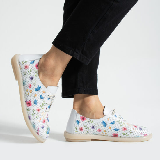 Pantofi casual pentru damă din piele naturală cu spumă de memorie - imprimeu fl - Естествена кожа