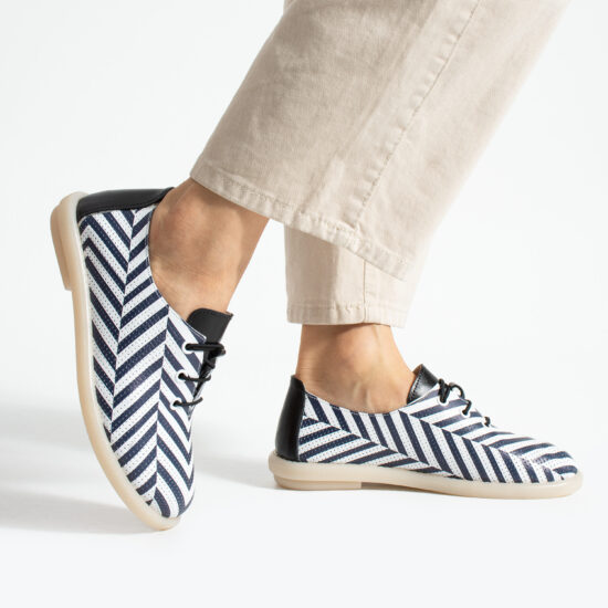 TS Memory Lite Pantofi casual din piele naturală cu spumă de memorie – alb și negru - Естествена кожа