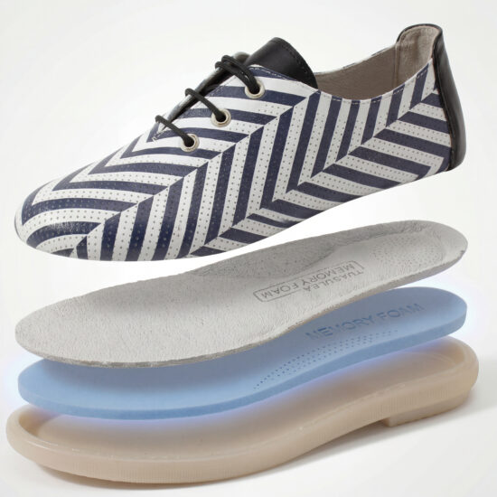 TS Memory Lite Pantofi casual din piele naturală cu spumă de memorie – alb și negru - detaliu
