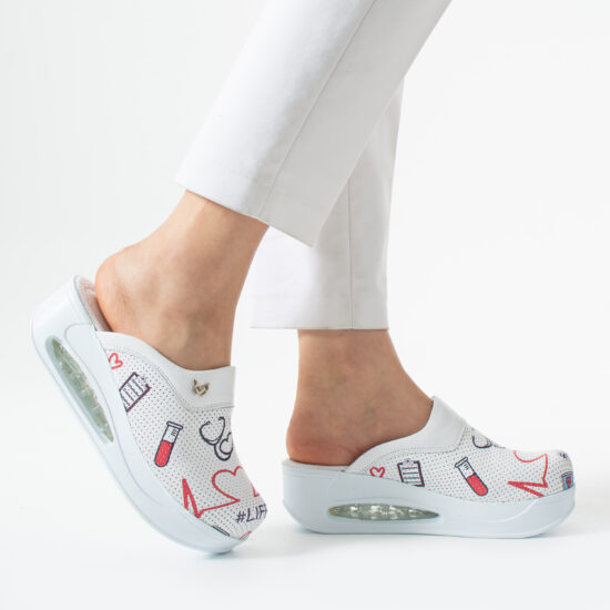 Saboți medicali din piele pentru damă cu platformă – imprimeu Pulse Saboti cu platformă sabo-airmax-1 2