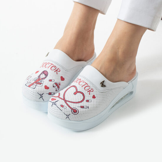 Saboți medicali din piele pentru damă cu platformă – imprimeu Doctor Saboti cu platformă sabo-airmax-1