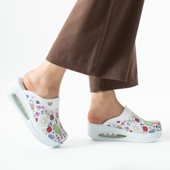 Saboți de lucru din piele pentru damă cu platformă – imprimeu Bambas Saboti cu platformă sabo-airmax-1 2