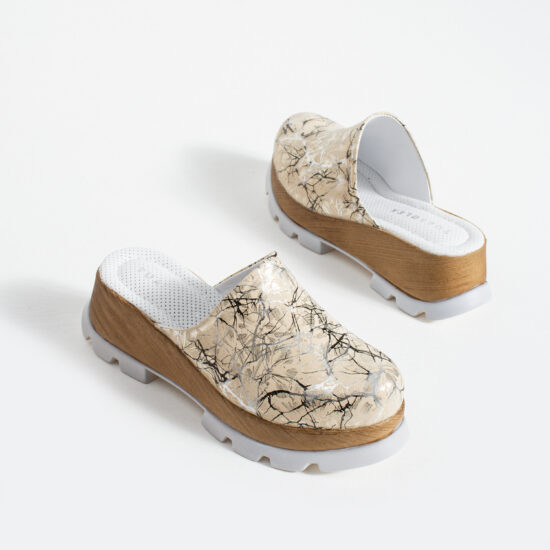 Imara Python Marble Saboți damă aurii din piele închiși în față - vedere de sus
