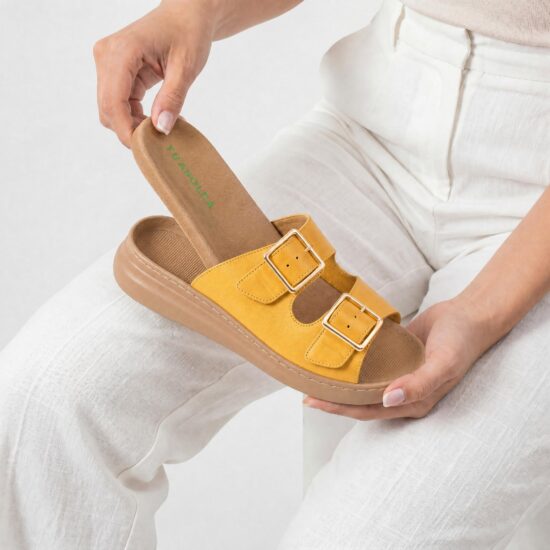 Papuci damă confortabili din piele - Естествена кожа